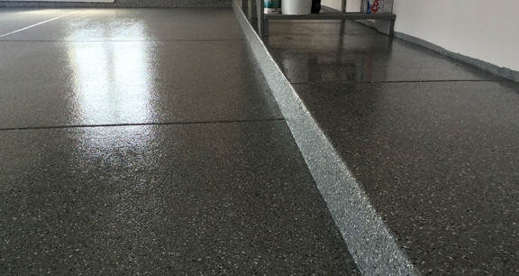 This image shows an industrial plant that has flake epoxy floor.