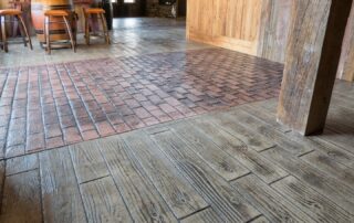 This image shows a wood stamped epoxy flooring.